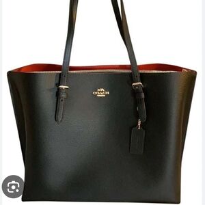Coach Mollie Tote large Black and Red Leather.. excelent condición!!